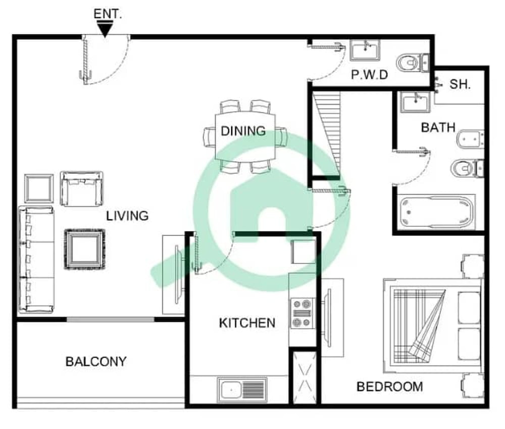 Gorgeous 1 Bedroom in DEC Tower With Marina Views