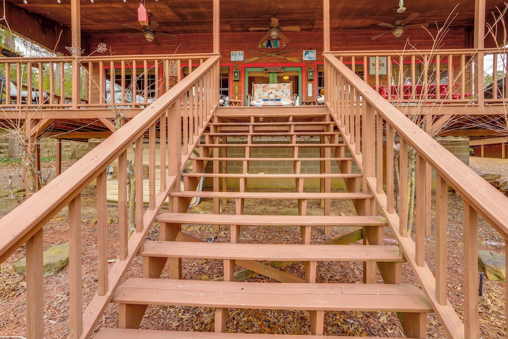 Deck & Fire Pit: Waterfront Cabin in Greers Ferry!