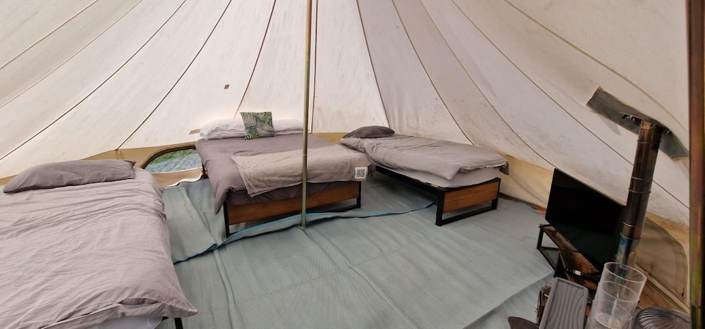 Dog Friendly Cozy Bell Tent With Log Burner