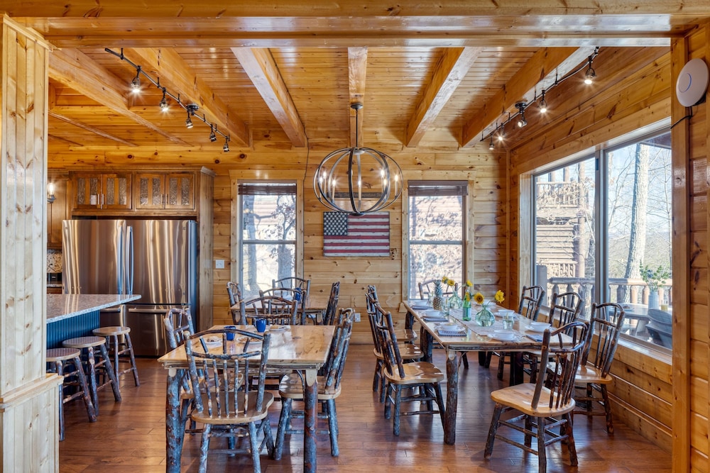 A View for All Seasons Luxe Smoky Mountain Cabin With Hot Tubs Game Room