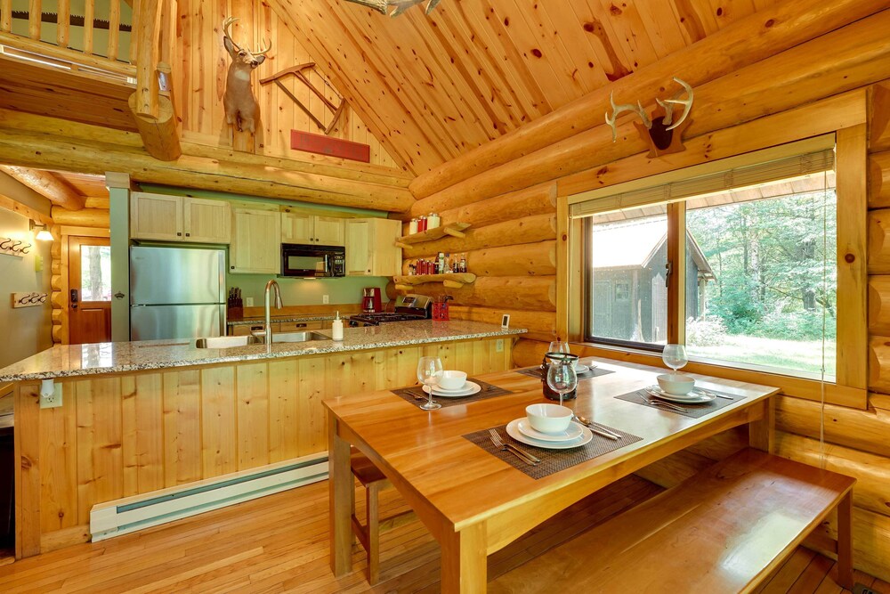 Secluded Log Cabin in NW Michigan: Hot Tub Deck - Property Image 25