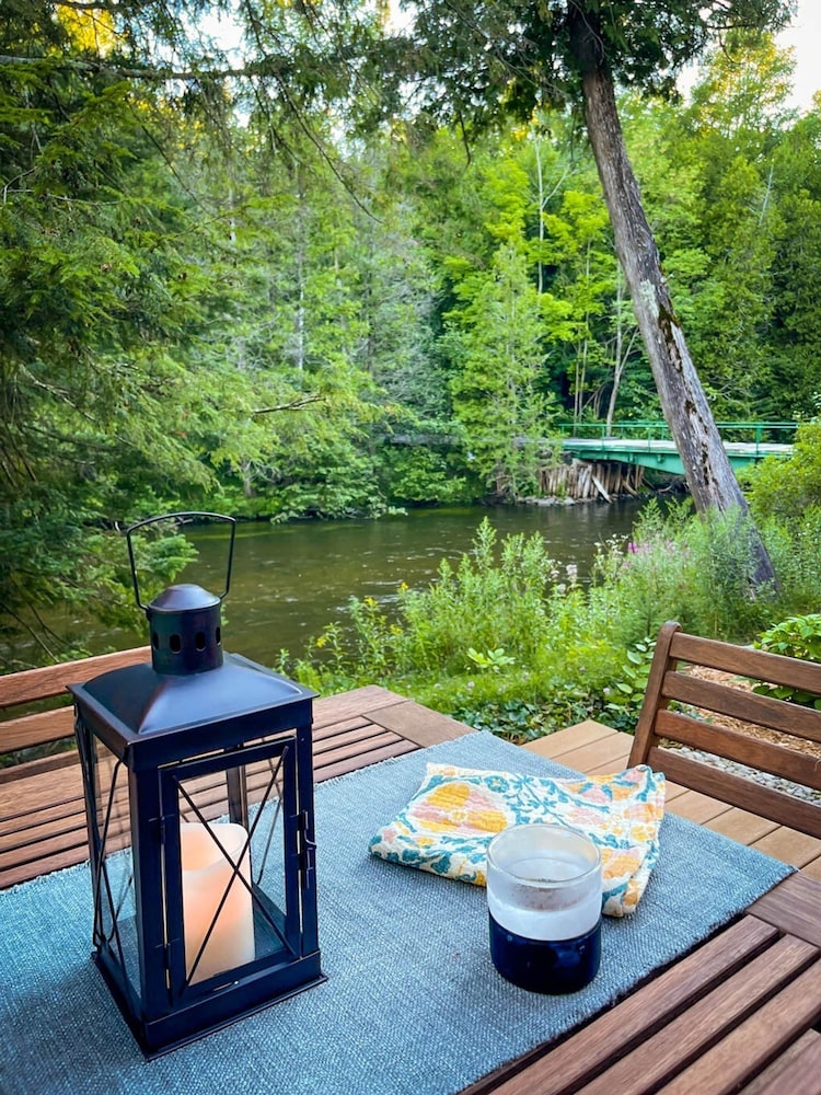Firefly Lodge Boardman River Hot Tub Woodstove