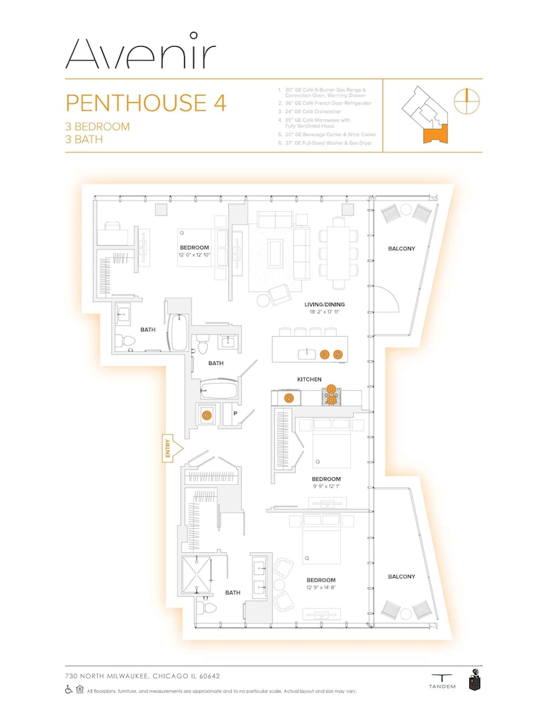 Penthouse Near Fulton Market 3BR Luxury