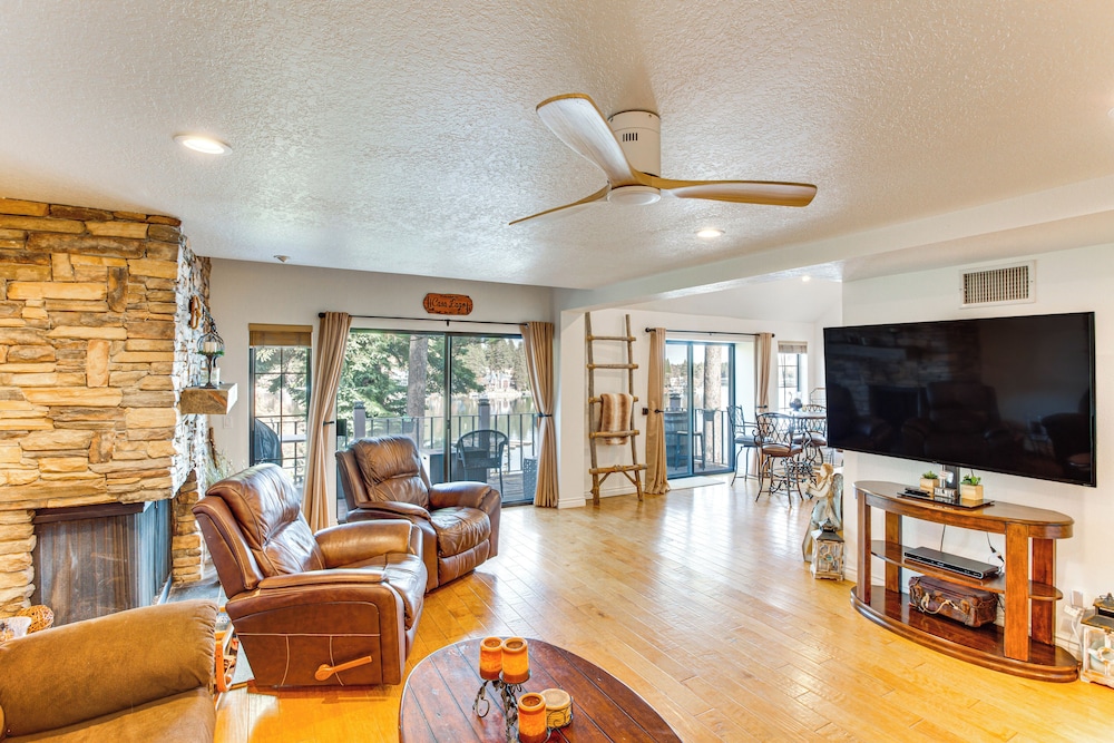 Water Views + Fireplace: Lake Arrowhead Condo