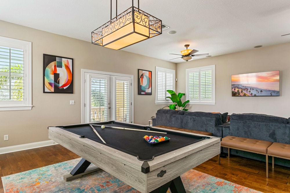 Waterfront Pool Pickleball Court Game Room