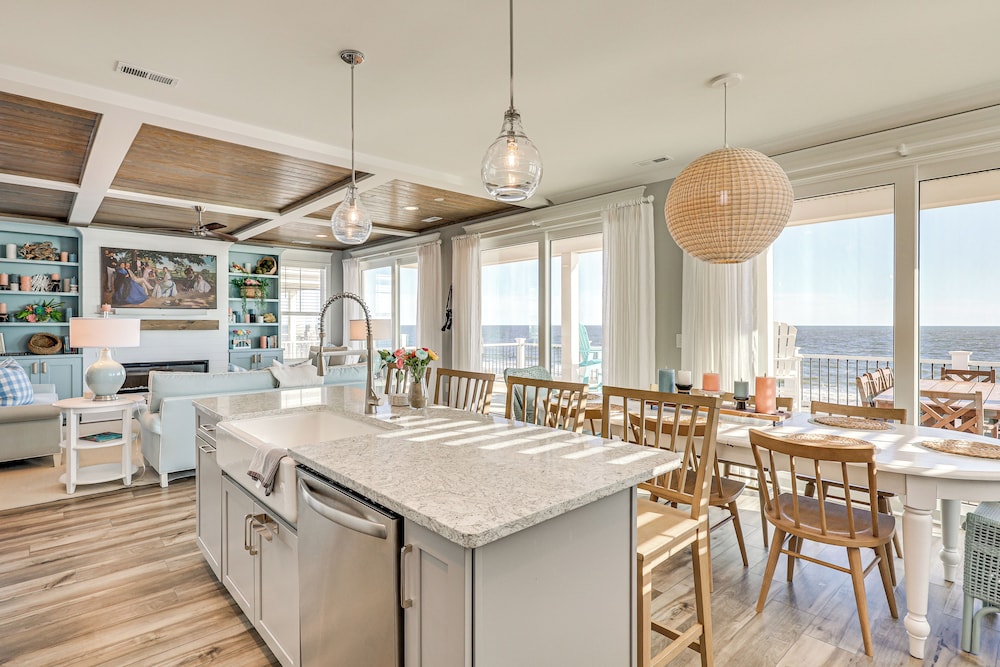 Walk to Beach: Coastal Oak Island Gem w/ Elevator!