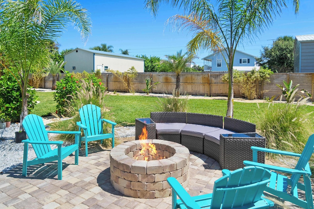 Steps to Beach Patio Fire Pit Tropical Oasis
