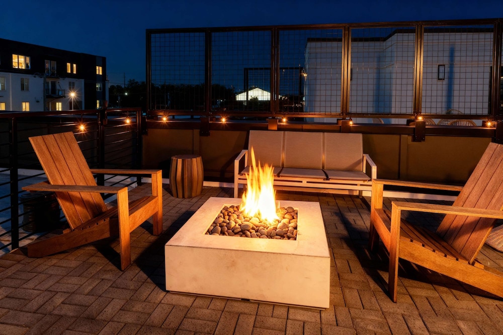 Rooftop Fire Pit Lounge Skyline DT Nash Views