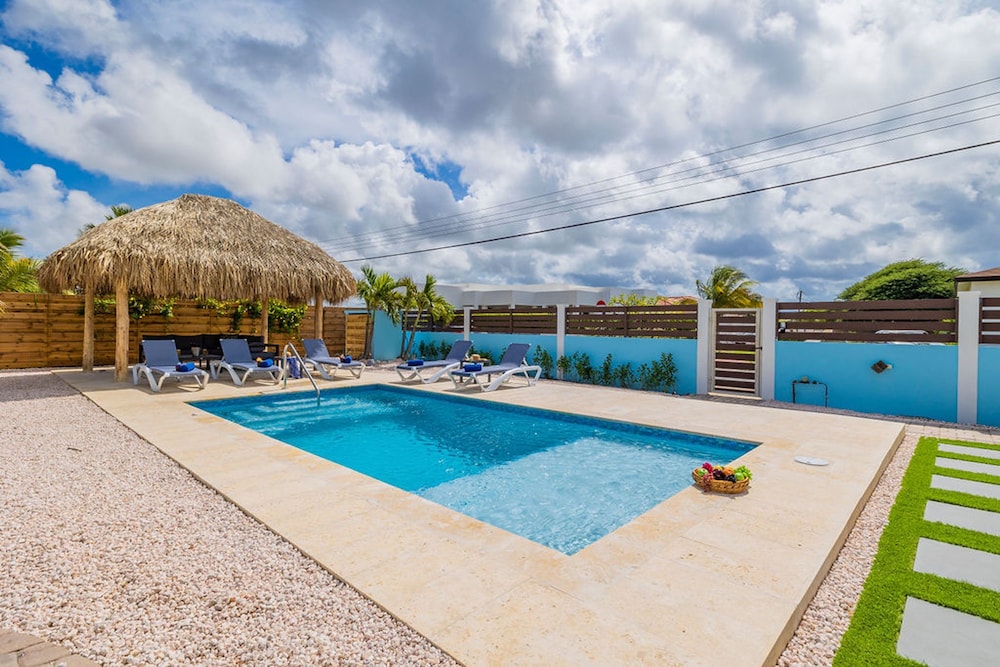 House of Joy Palapa Pool Near Eagle Beach