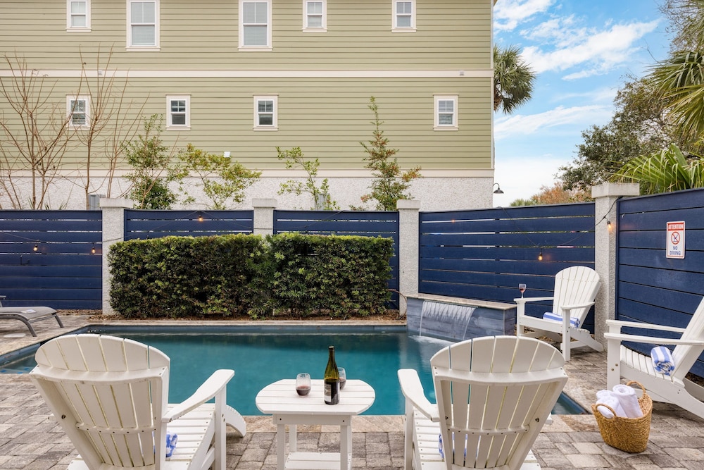 Pink Plume Coastal Escape Near Beach Private Pool Grill Luxe Interiors