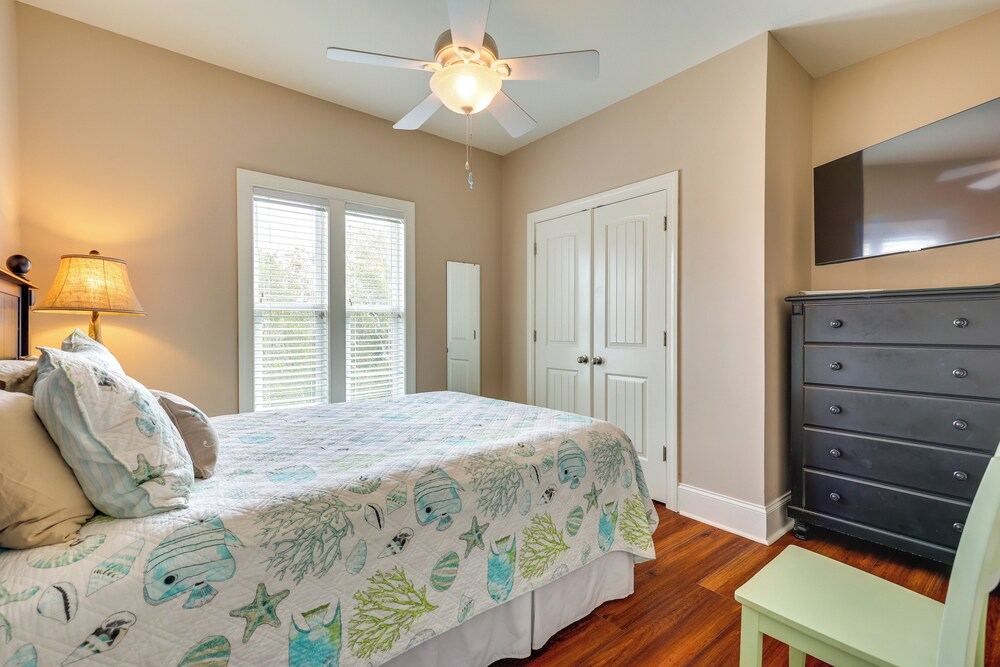 Walk to Beach: Oak Island Retreat w/ 210-yard Dock