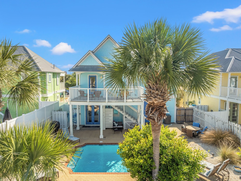 Seafoam Beautiful 3BR Home With Heated Private Pool - 4 Min Walk to Beach!