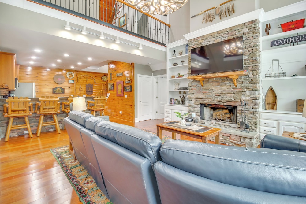 Game Room & Fire Pit: Riverfront Home in Ellijay!