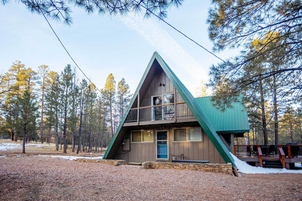 Furnished Deck + Fire Pit: Happy Jack Cabin view 4