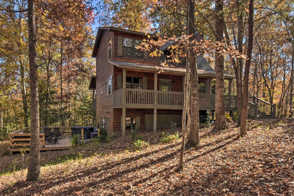 Spacious Cabin w/ Furnished Deck + Hot Tub! view 3