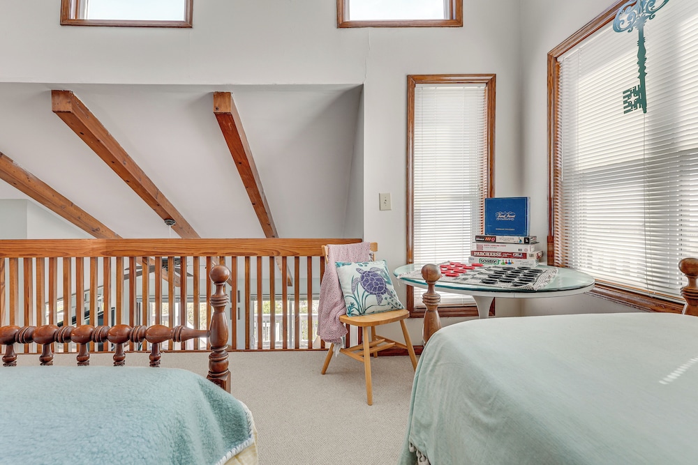 Deck & View: Oceanfront Oasis in Oak Island!