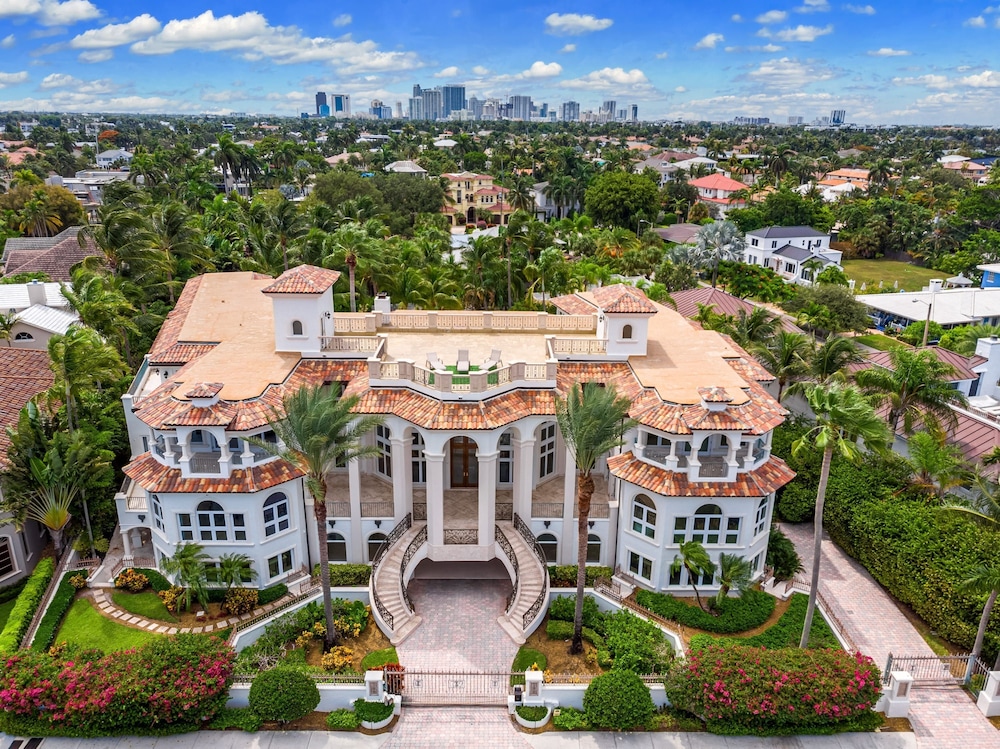 Waterfront Mansion With Game Room Gym Media Room and Guest House