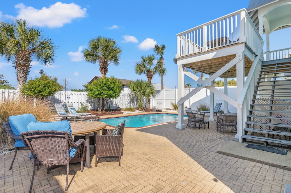Seafoam Beautiful 3BR Home With Heated Private Pool - 4 Min Walk to Beach!