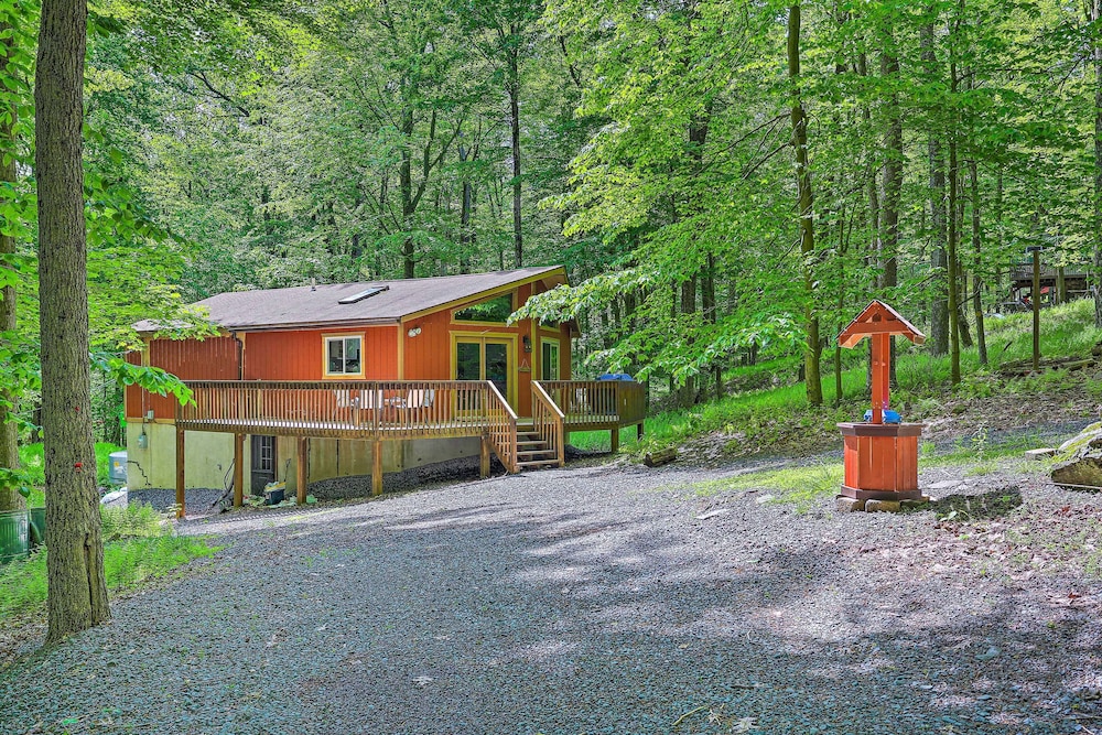 Scranton Vacations - Pocono Cabin w/ Fire Pit, Walk to Lake  Beach! - Property Image 1