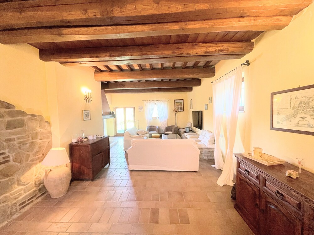 Detached Villa With Games Room, Pool, and Panoramic Views in San Damiano
