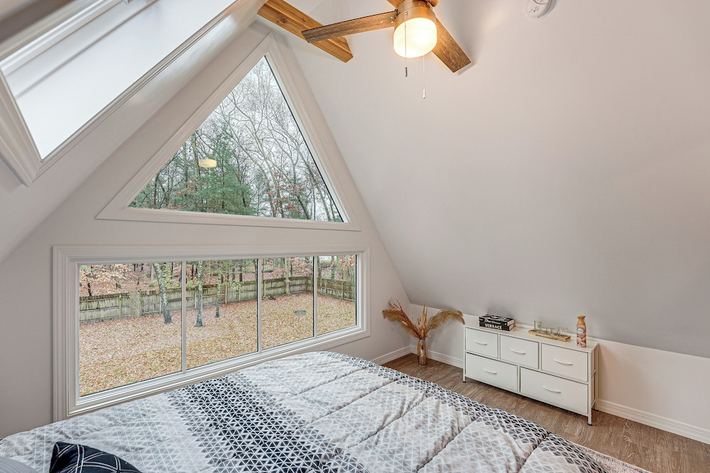 Walk to Fox Lake: Pet-friendly A-frame w/ Fire Pit
