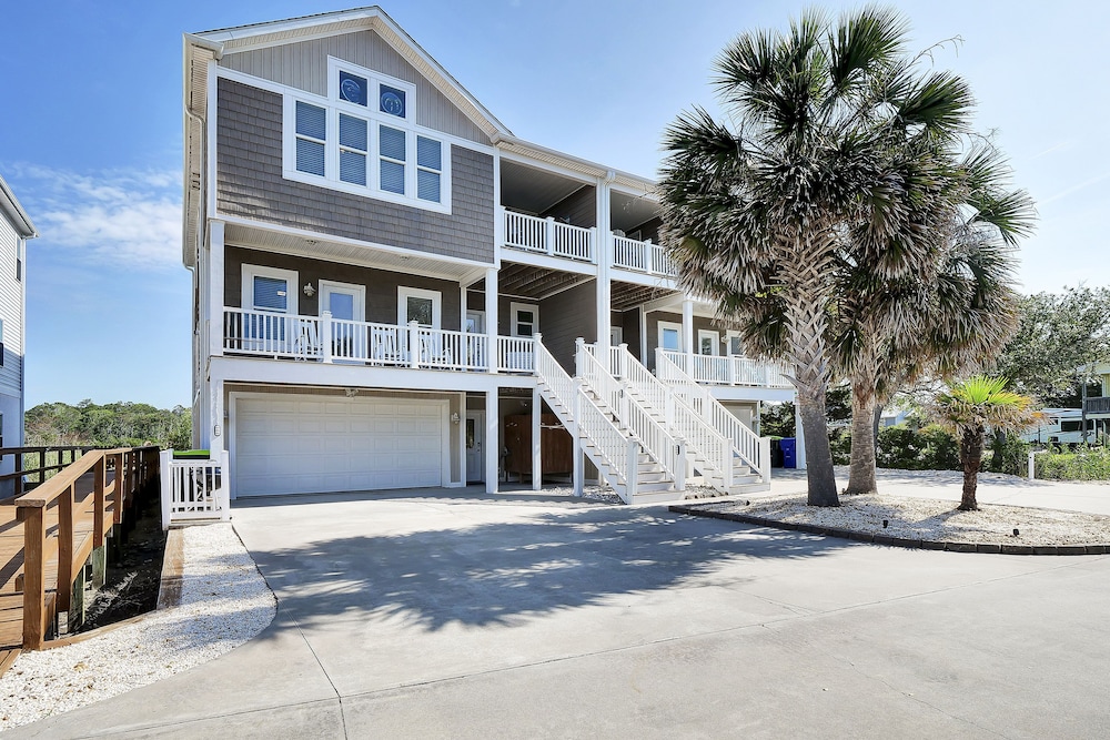 Steps to Beach: Gem w/ Views & Dock in Oak Island