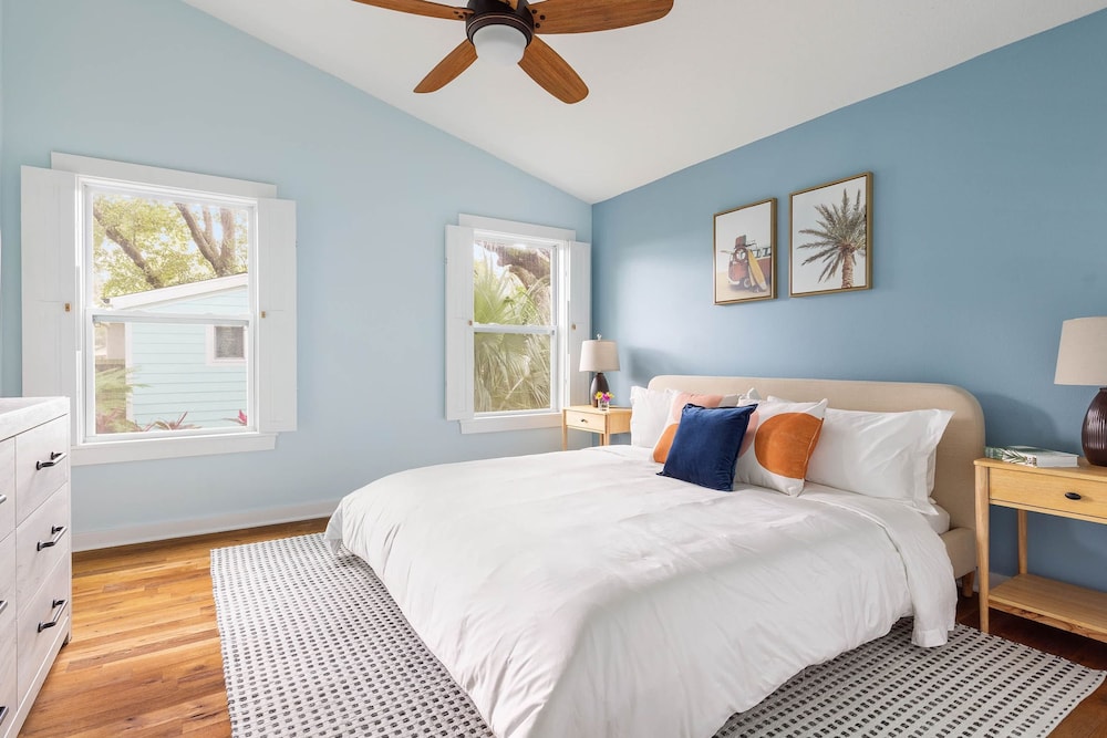 Haven Grove Beach Bungalow w Hot Tub Game Room Blocks From the Water