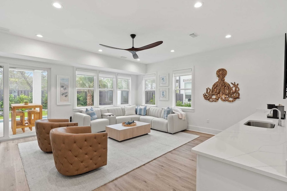 Luxe 30A Home w/ Pool, Outdoor Dining, Golf Cart, & Minutes to Beach