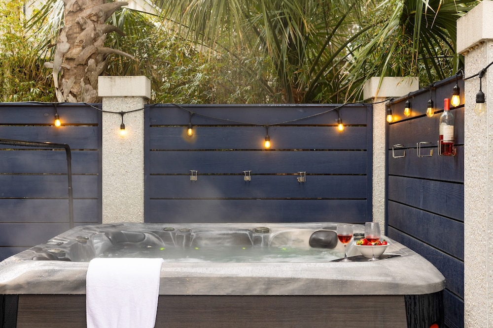 Pink Plume Coastal Escape Near Beach Private Pool Grill Luxe Interiors