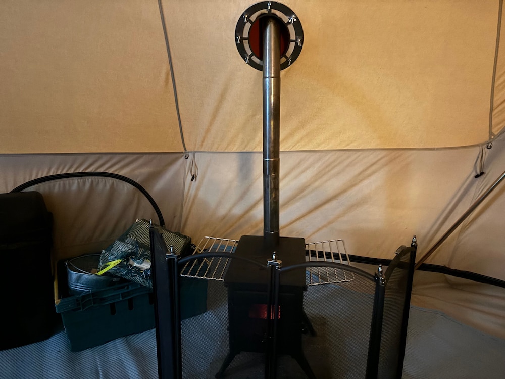 Cozy Hot Tent With Log Burner & Hot Tub Left Tent