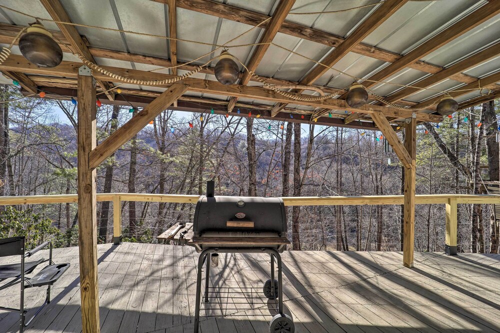 Deck + 2 Fire Pits: Riverfront Spruce Pine Rental! view 2