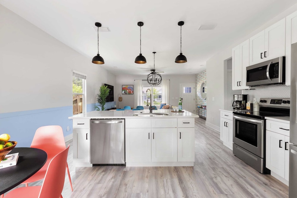Playfully Designed Home + Hot Tub, Fire Pit & Game Room Blue Hour by Avantstay