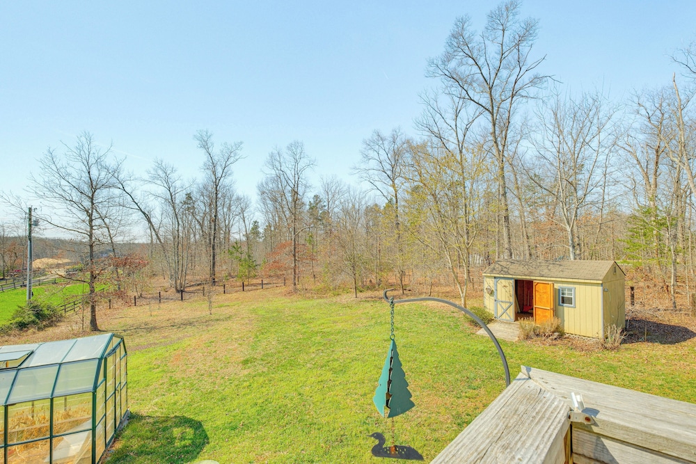 Private Deck & Views: Rural Virginia Escape