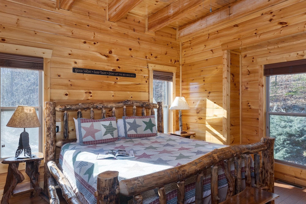 A View for All Seasons Luxe Smoky Mountain Cabin With Hot Tubs Game Room