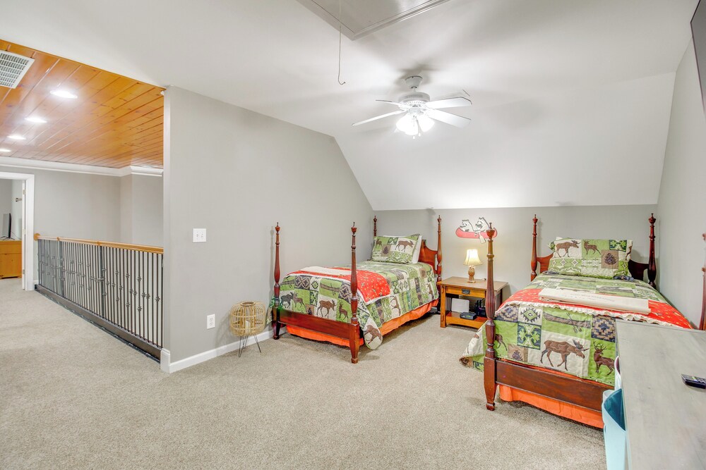 Game Room & Fire Pit: Riverfront Home in Ellijay!