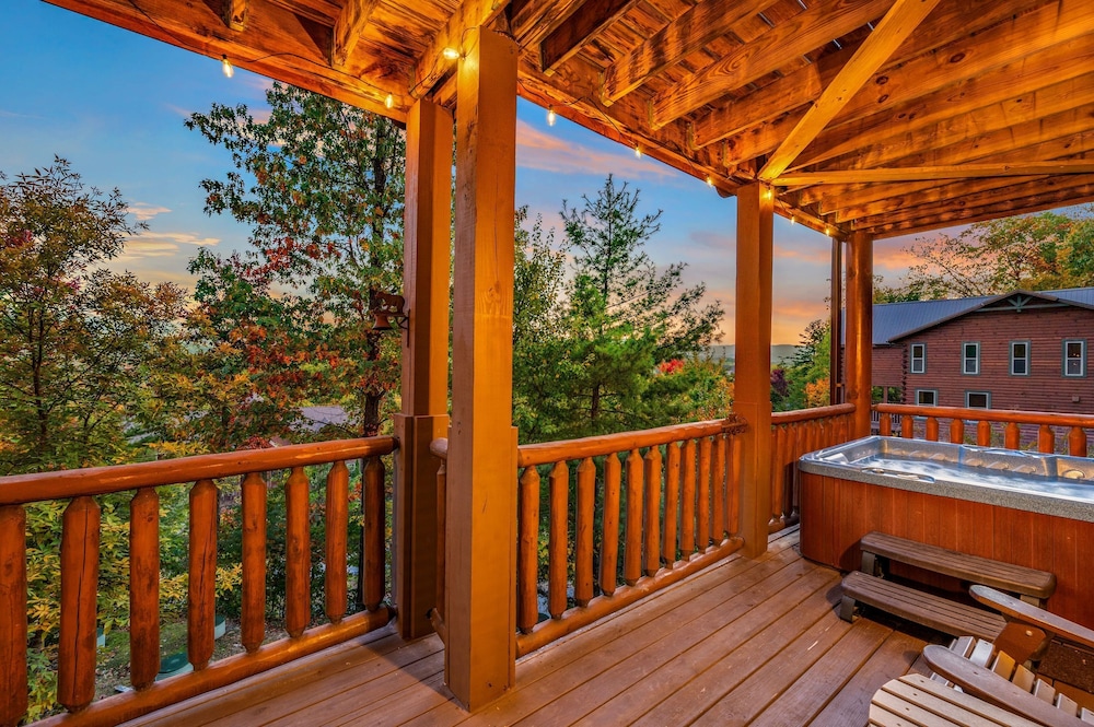 A View for All Seasons Luxe Smoky Mountain Cabin With Hot Tubs Game Room