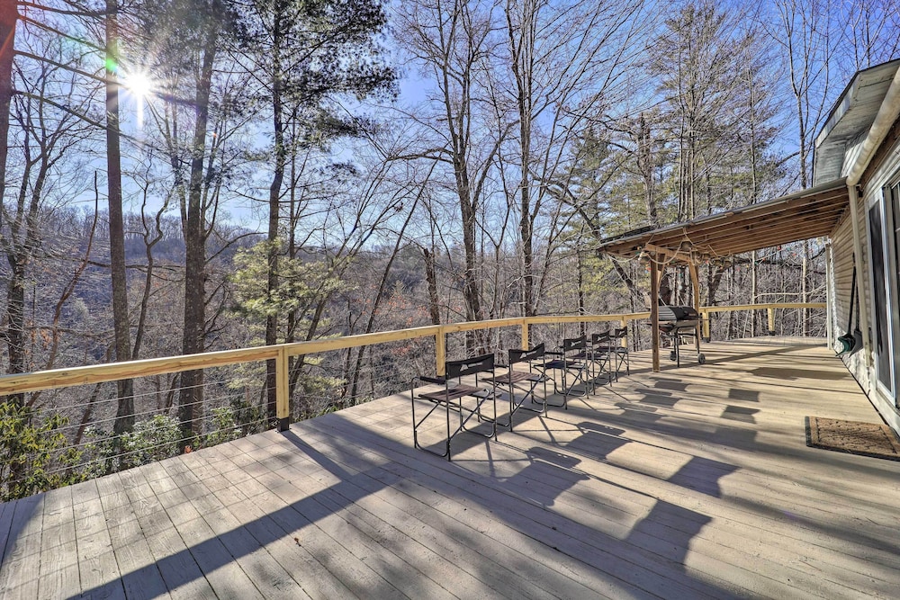 Deck + 2 Fire Pits: Riverfront Spruce Pine Rental! view 3