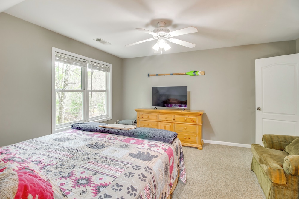 Game Room & Fire Pit: Riverfront Home in Ellijay!