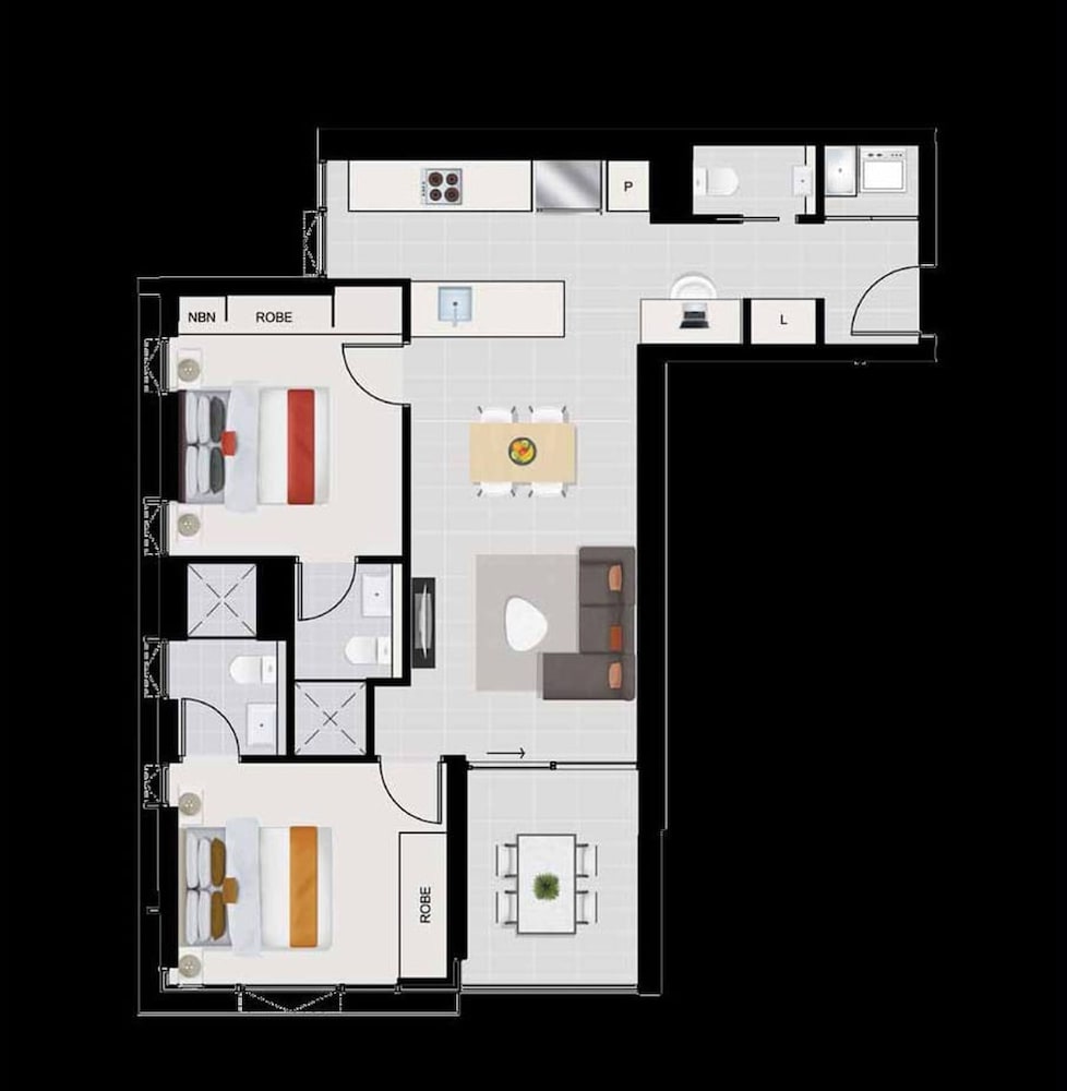 2BR Food Drink Hub Pool Balcony Gym Rooftop