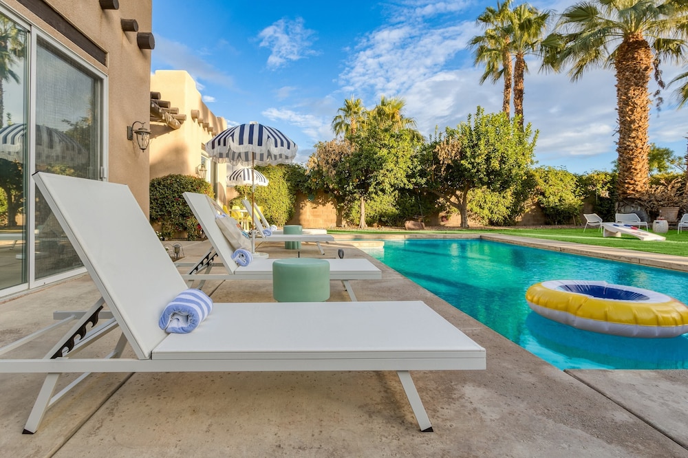 Pool + Hot Tub, Yard, Games Chic Midcentury Design Painted Sand by Avantstay view 4