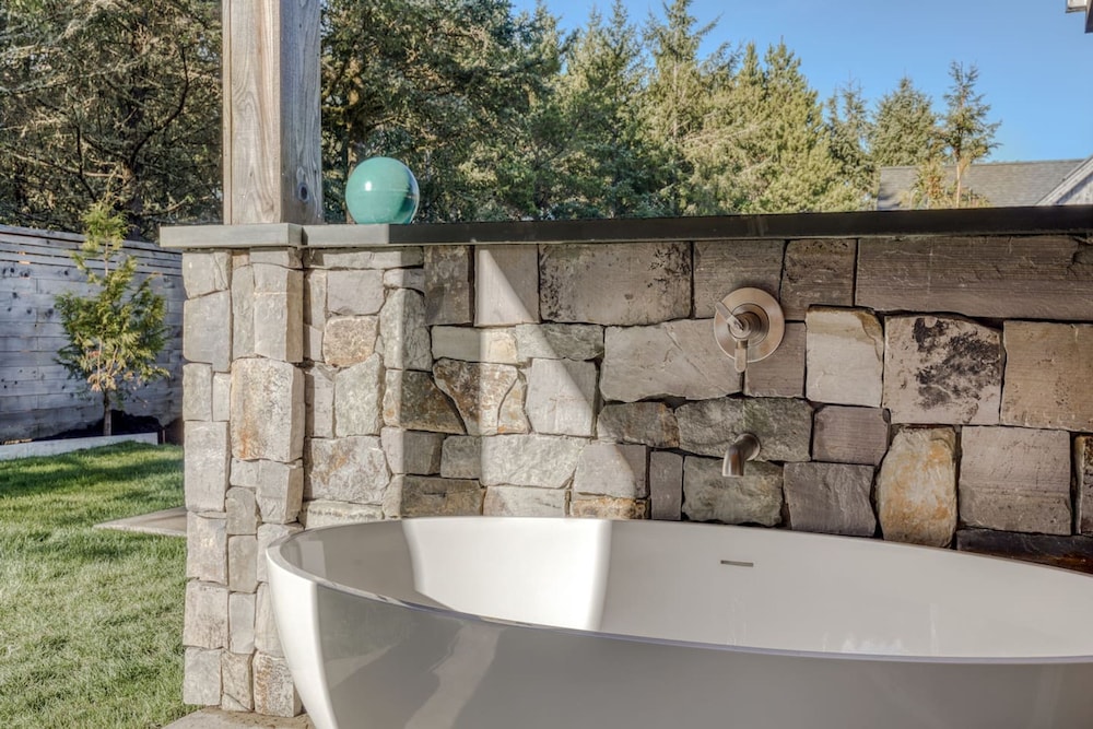 Boutique Cabin Design Luxury Hot Tub Path to Beach