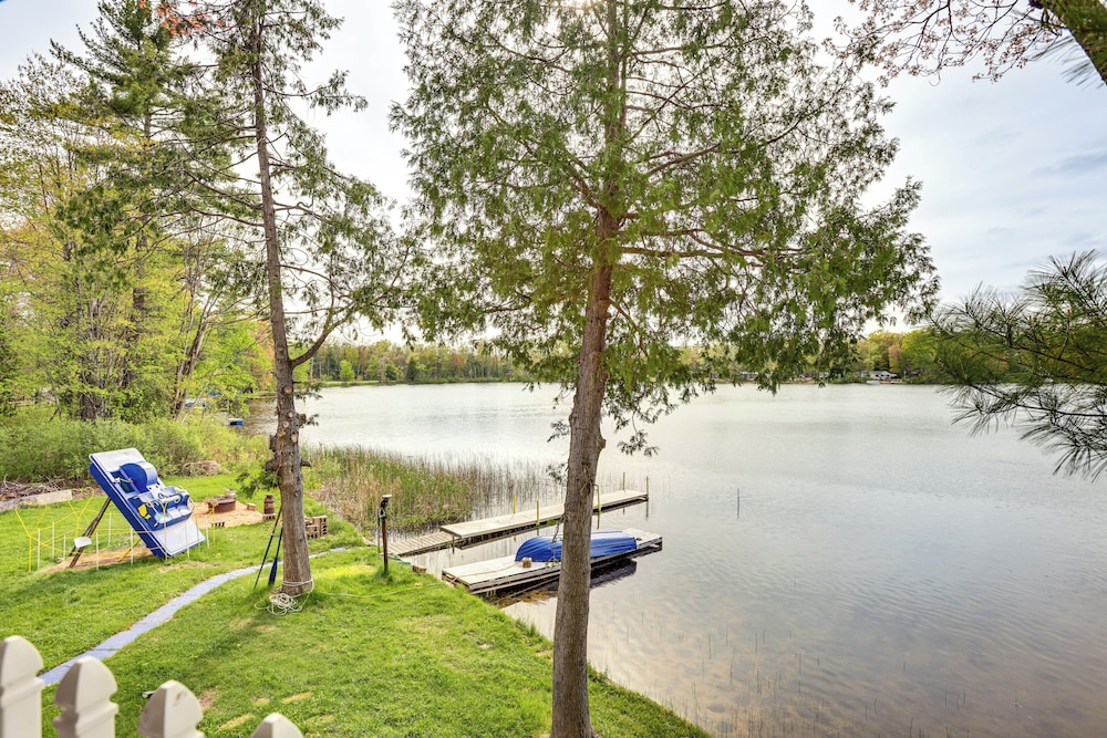 Lakefront Group Getaway w/ Dock in Baldwin!