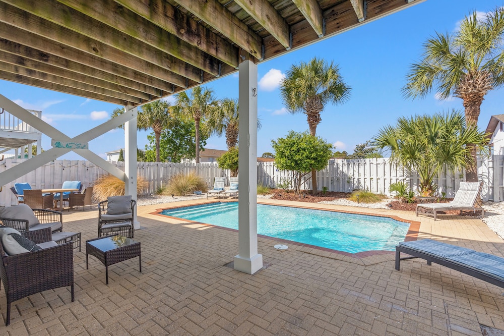 Seafoam Beautiful 3BR Home With Heated Private Pool - 4 Min Walk to Beach!