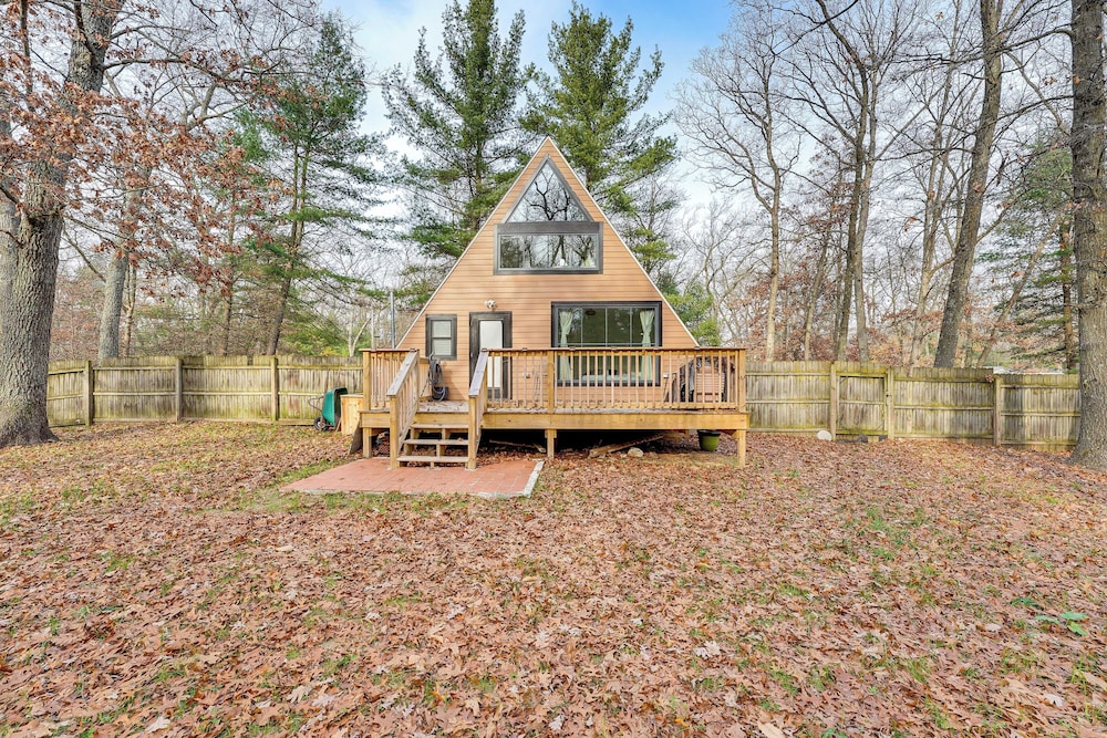 Walk to Fox Lake: Pet-friendly A-frame w/ Fire Pit