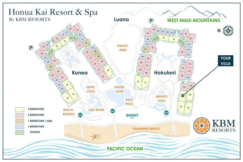 Honua Kai Hokulani 3 Free Rental Cars KBM Resorts Ocean Front 3 Units, 8 Bedrooms Ml-2594