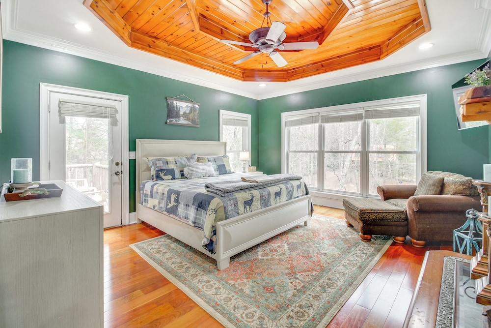 Game Room & Fire Pit: Riverfront Home in Ellijay!