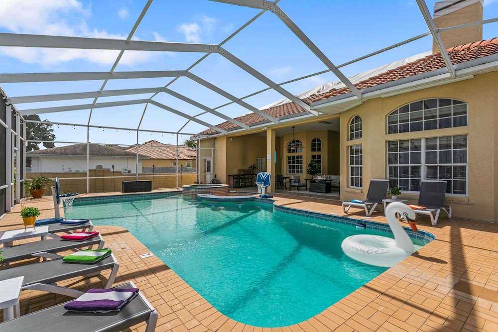 Waterfront Pool Pickleball Court Game Room