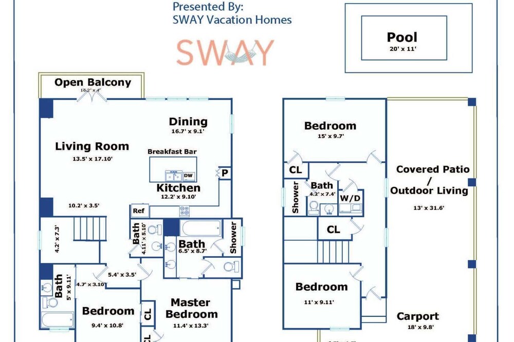 Sleeps 22 2 Homes w/ Private Pool + Patio Walkable Location, Golf Cart Zone