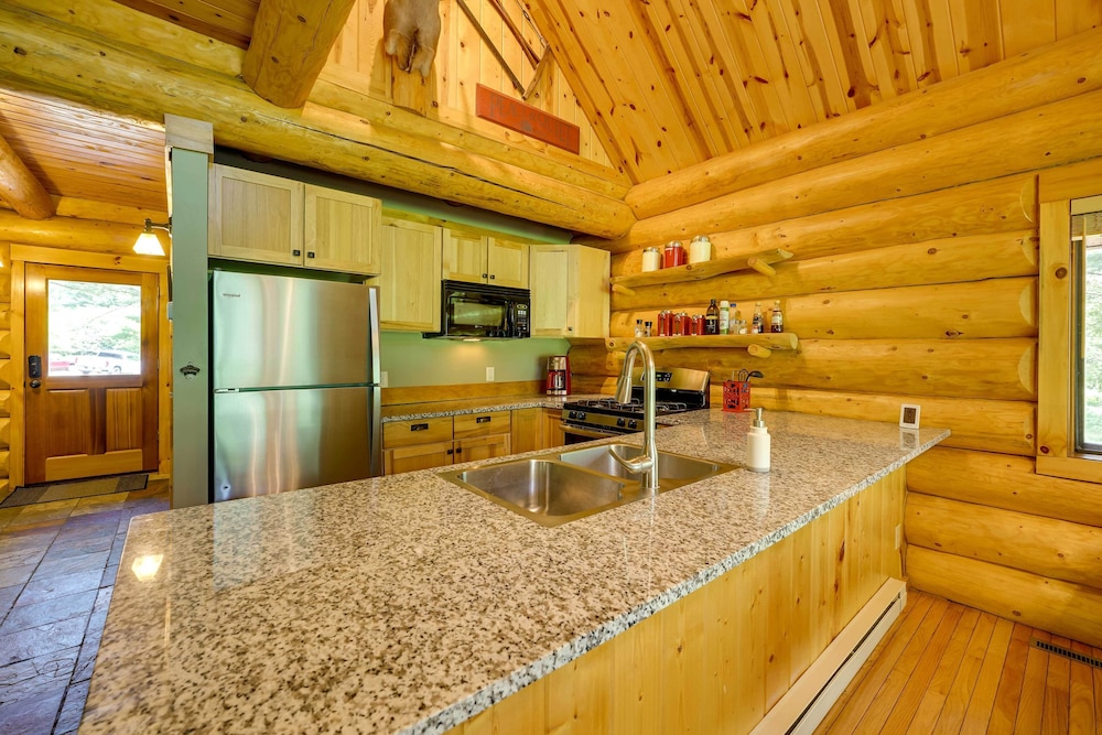 Secluded Log Cabin in NW Michigan: Hot Tub Deck - Property Image 22