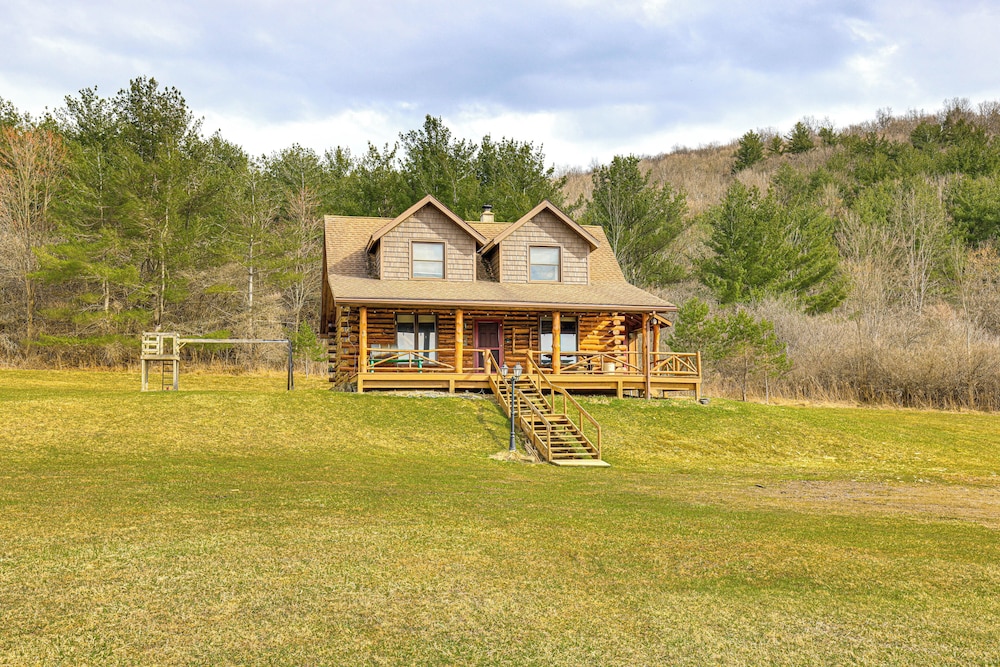 Log Cabin w/ Pond & Trail Access in Almond!